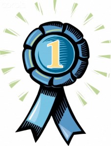 A blue number one ribbon